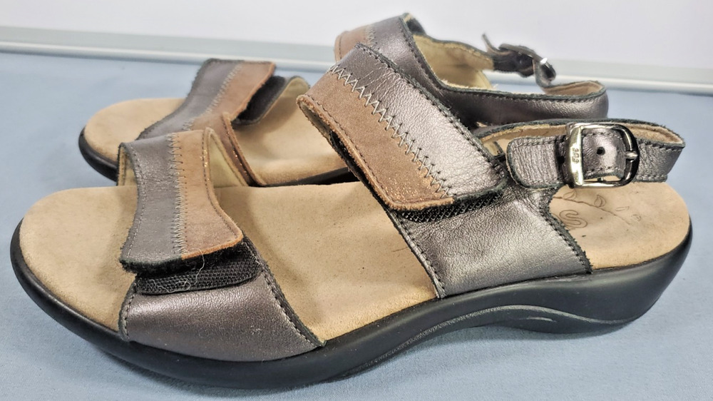 SAS Nudu Sandals Womens Dusk Metallic Pewter Bronze Leather Comfort Shoes Size 6